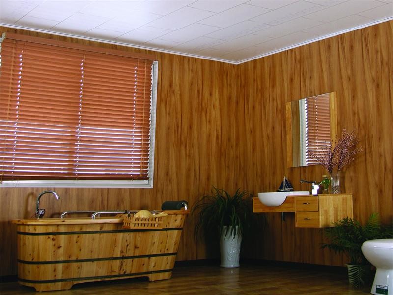 Wooden Laminated Decorative Ceiling Panels Recyclable Pvc