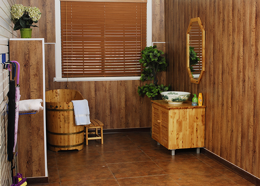 Sandalwood UPVC Wall Cladding / Smooth Vinyl Wall Panels ...