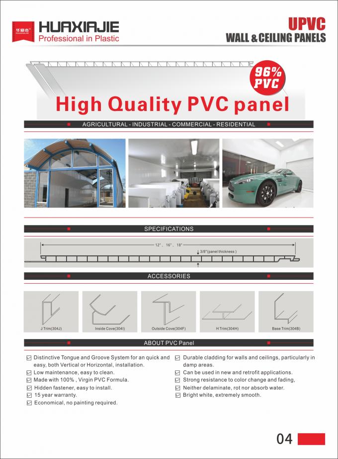 Rustproof Garage PVC Ceiling Panels Waterproof With High Glossy