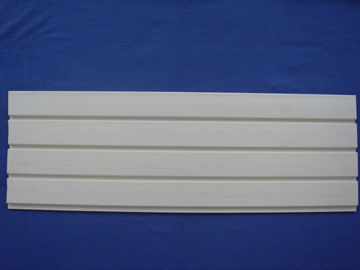 ISO White Wooden PVC Slatwall Panels / Wood Plastic Slotted Wall Board