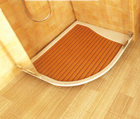 60cm * 80cm Skidproof WPC Beech Embossed Mat For Bathroom Easy Installation