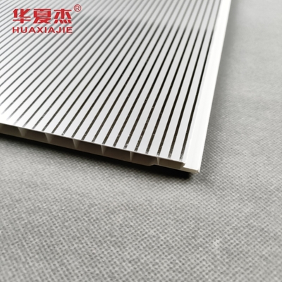Hot Stamping Foil High Gloss PVC Wall Panel Silver Stripe Ceiling Panel Modern Design Indoor