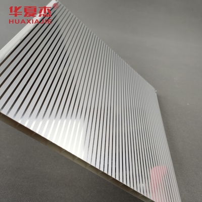 Hot Stamping Foil High Gloss PVC Wall Panel Silver Stripe Ceiling Panel Modern Design Indoor