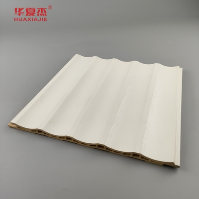 Laminated Wpc Wall Panel Fluted Pvc Panel White Wood Grain Wpc Panel Home / Office Decoration