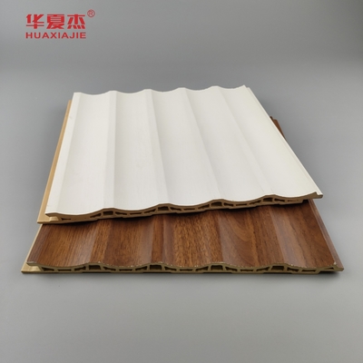 Laminated Wpc Wall Panel Fluted Pvc Panel White Wood Grain Wpc Panel Home / Office Decoration