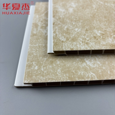 Yellow Marble Pvc Bathroom Wall Panels 250mmx8mm Easy Installation Decoration