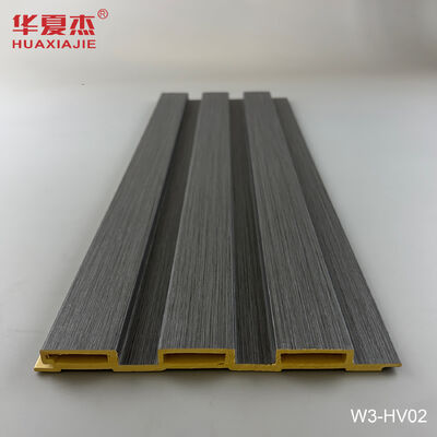 Quality Wholesale Dark Grey Moisture-proof Durable WPC Fluted Wall Panel with Flat Surface for Wall Decoration factory
