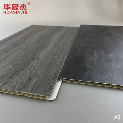 Quality Wholesale Dark Grey Marble PVC Wall Panel with Wood Grains Surface Waterproof for Interior Decoration factory
